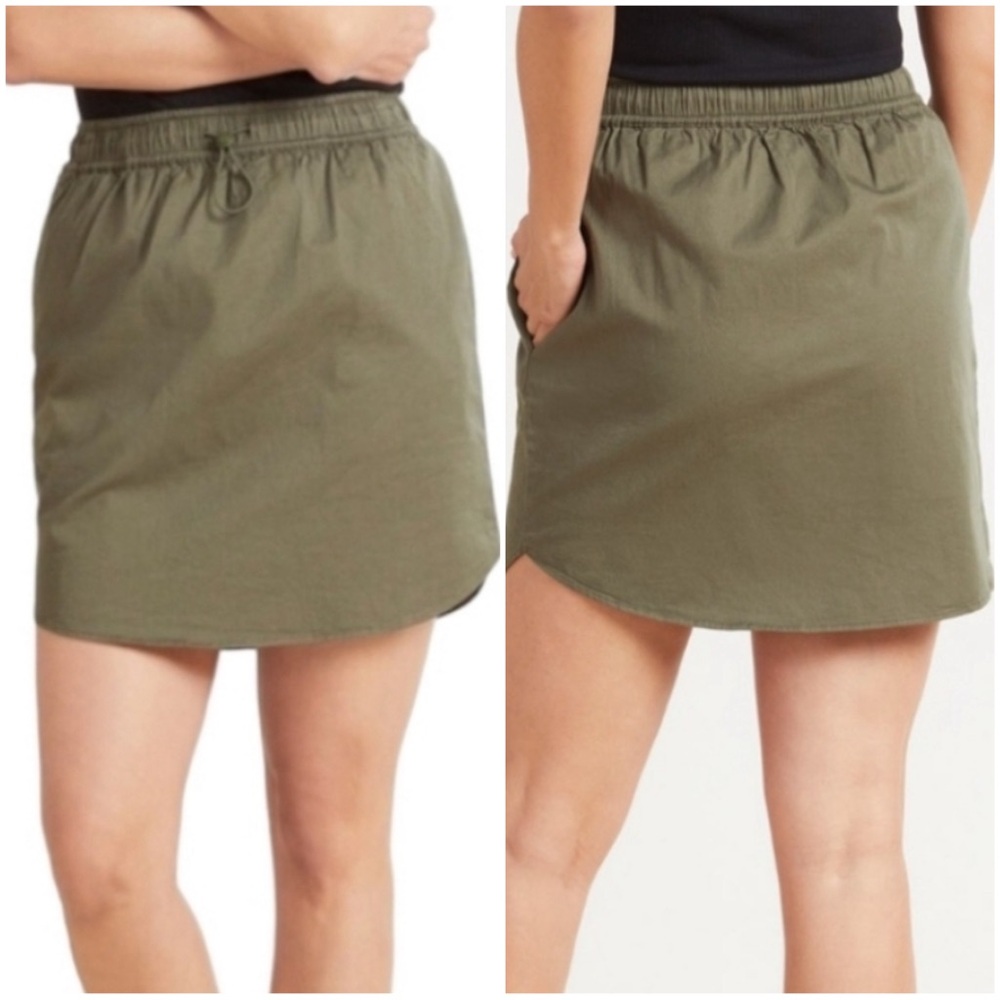 •SUNDRY X Evereve• Woven Pull On Sunday Skirt in Army Green‎ Size Medium